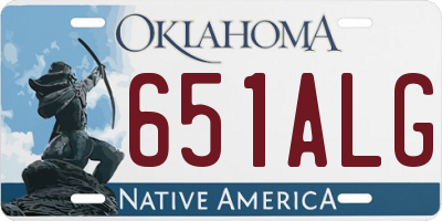 OK license plate 651ALG