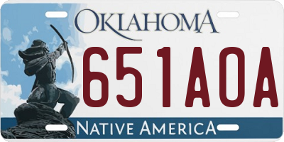 OK license plate 651AOA