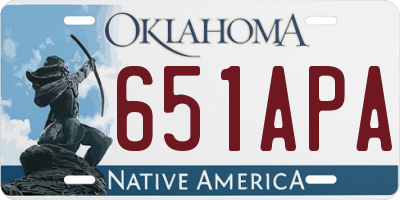 OK license plate 651APA