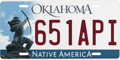 OK license plate 651API