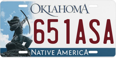 OK license plate 651ASA