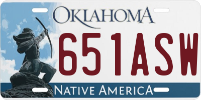 OK license plate 651ASW