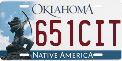 OK license plate 651CIT