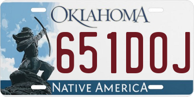 OK license plate 651DOJ
