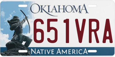 OK license plate 651VRA