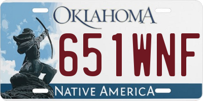 OK license plate 651WNF