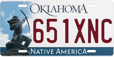 OK license plate 651XNC
