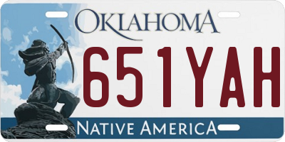 OK license plate 651YAH