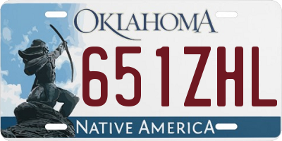 OK license plate 651ZHL