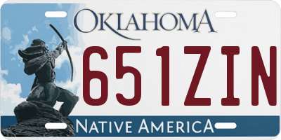 OK license plate 651ZIN