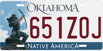 OK license plate 651ZOJ