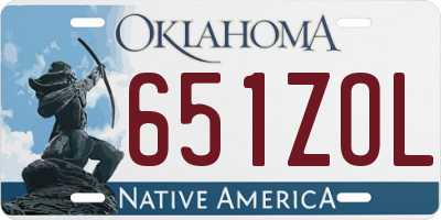 OK license plate 651ZOL