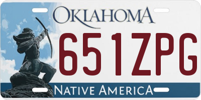 OK license plate 651ZPG