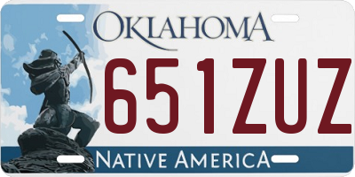 OK license plate 651ZUZ