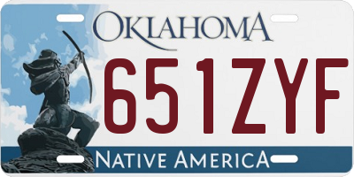 OK license plate 651ZYF