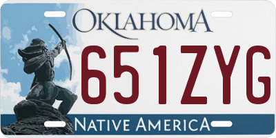 OK license plate 651ZYG