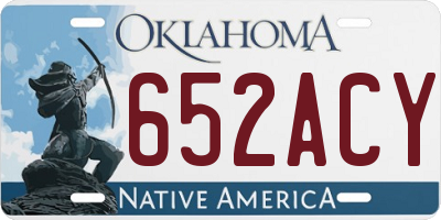 OK license plate 652ACY