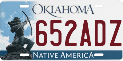 OK license plate 652ADZ