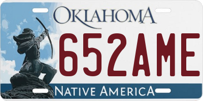OK license plate 652AME