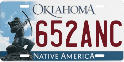 OK license plate 652ANC