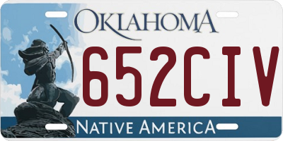 OK license plate 652CIV