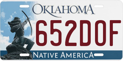 OK license plate 652DOF