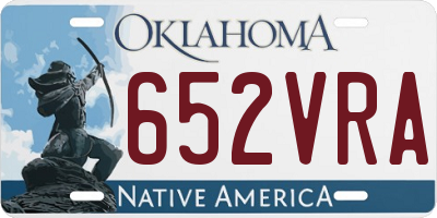 OK license plate 652VRA