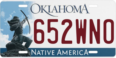 OK license plate 652WNO