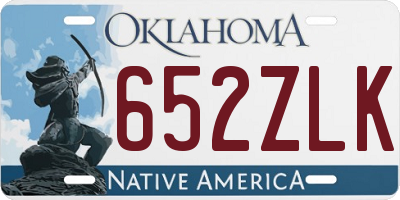 OK license plate 652ZLK