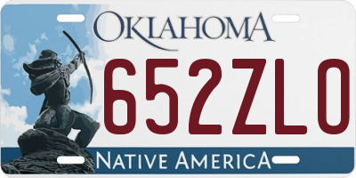 OK license plate 652ZLO