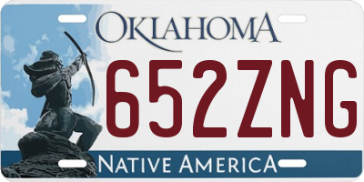 OK license plate 652ZNG