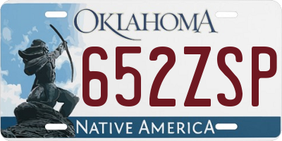 OK license plate 652ZSP