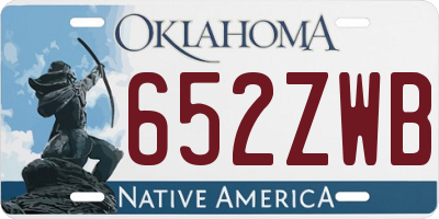 OK license plate 652ZWB