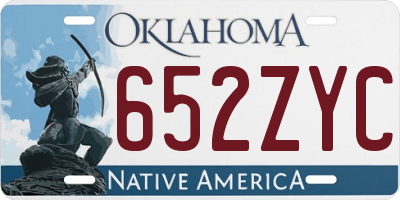 OK license plate 652ZYC