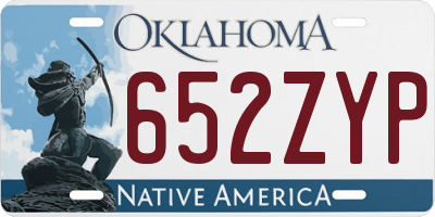 OK license plate 652ZYP