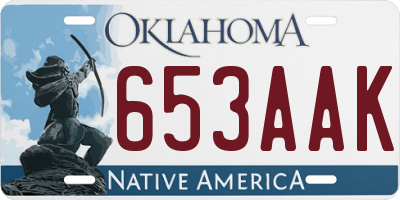 OK license plate 653AAK