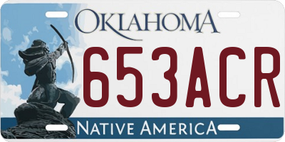 OK license plate 653ACR