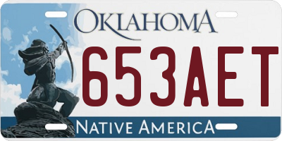 OK license plate 653AET