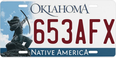 OK license plate 653AFX