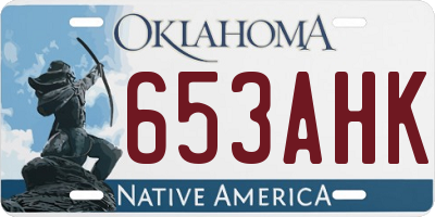 OK license plate 653AHK