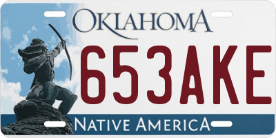 OK license plate 653AKE