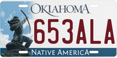 OK license plate 653ALA