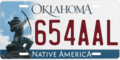 OK license plate 654AAL