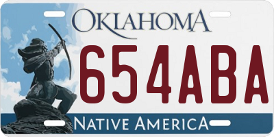 OK license plate 654ABA