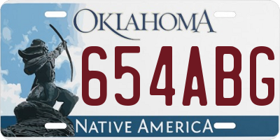 OK license plate 654ABG