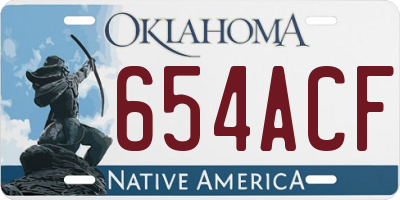 OK license plate 654ACF