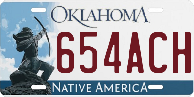 OK license plate 654ACH