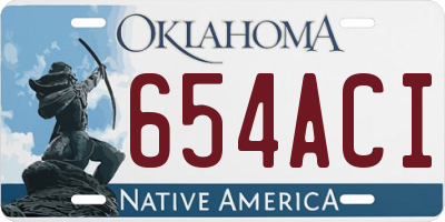 OK license plate 654ACI