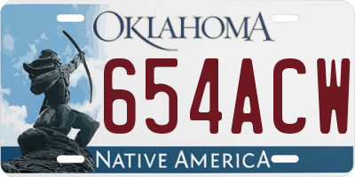 OK license plate 654ACW