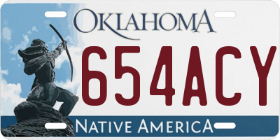 OK license plate 654ACY